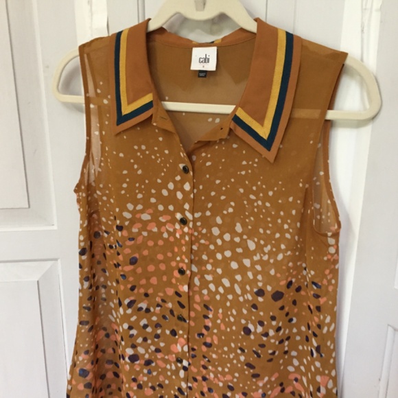 CAbi Sleeveless Button Blouse in Mustard - Picture 9 of 15